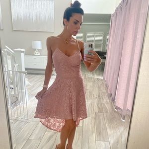 David's Bridal blush pink bridesmaid dress